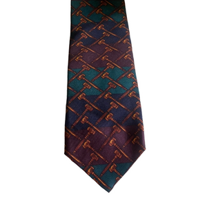 ALYNN Neckwear Gavel Tie Burgundy Teal Lawyer Judge Silk Novelty